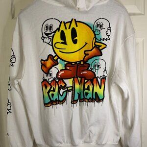 Pac-Man Bandai Hoodie White Graffiti Size L